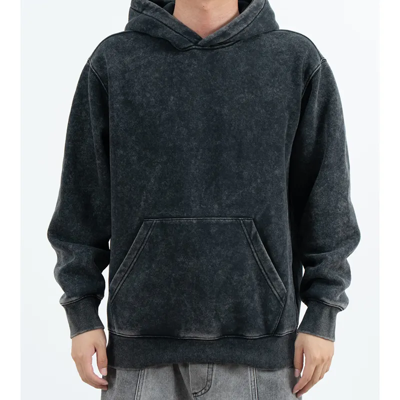 Charcoal Mottled-Look -huppari, jossa on lasketut olkapäät