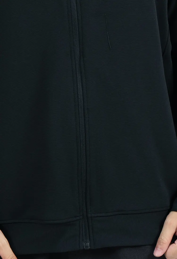 Black Full-Zip Track Jacket with Shoulder and Back Panels