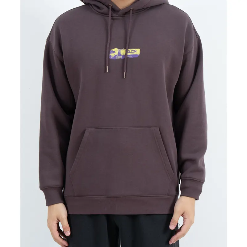 Pullover-huppari, jossa kengurutasku ja monivärinen kuorma-auton selkägrafiikka